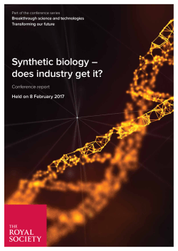 Conference report: Synthetic biology &ndash; does industry