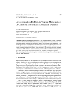 A Maximization Problem in Tropical Mathematics