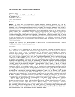 State-of-the-art in Open Courseware Initiatives Worldwide