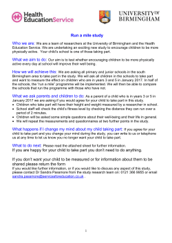 parent/carer information letter