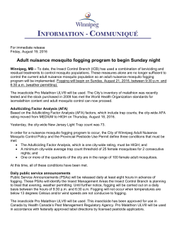 Adult Nuisance Mosquito Fogging to Begin on