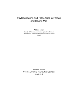 Phytoestrogens and Fatty Acids in Forage and Bovine Milk