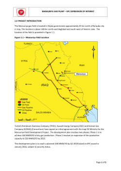 MANSURIYA GAS PLANT &ndash; EPC EXPRESSION OF INTEREST