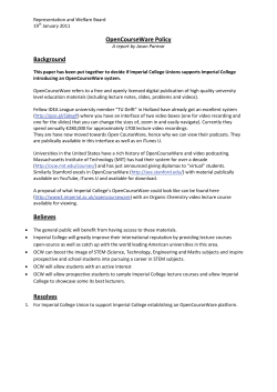 OpenCourseWare Policy Background Believes Resolves