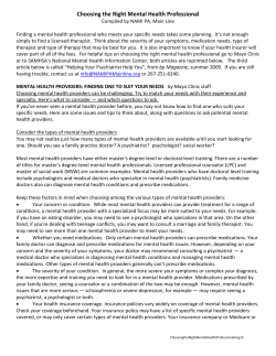 Choosing the Right Mental Health Professional