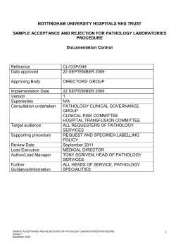 Sample acceptance and rejection for Pathology Laboratories