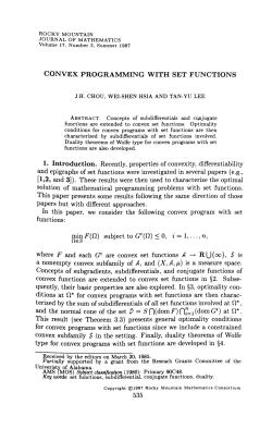 CONVEX PROGRAMMING WITH SET FUNCTIONS