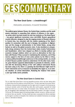 1 The New Great Game &ndash; a breakthrough?