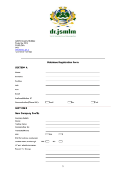 Supplier Database Form - Dr JS Moroka Local Municipality