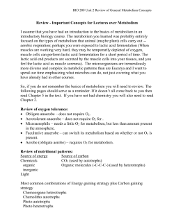BIO 208 - Microbiology - Review of Important Concepts on Metabolism