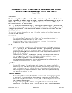 Canadian Light Source Submission to the House of Commons