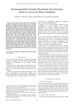 Environmentally Friendly Biosorbent from Moringa Oleifera Leaves