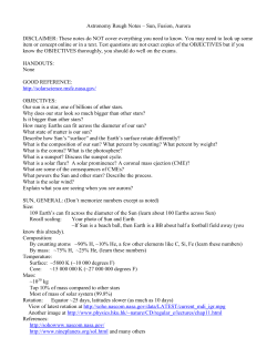 Astronomy Rough Notes * Aurora and Seasons