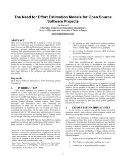 The Need for Effort Estimation Models for Open Source Software