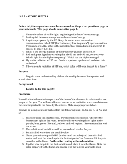 LAB 5 &ndash; ATOMIC SPECTRA Before lab, these questions must be