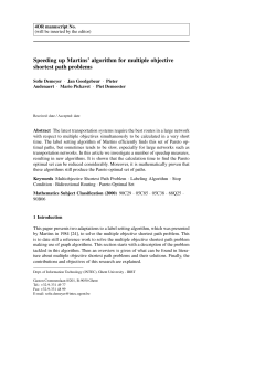 Speeding up Martins` algorithm for multiple objective shortest path