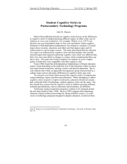 Student Cognitive Styles in Postsecondary Technology Programs