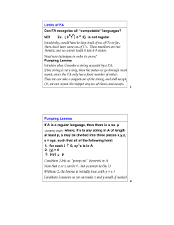 Non-Regular Languages, Pumping Lemma