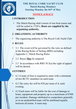 1 INTRODUCTION &bull; The Match Racing shall consist of one boat