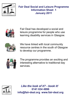 book it! Fair Deal Social and Leisure Programme Information Sheet