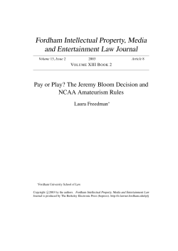 Pay or Play? The Jeremy Bloom Decision and NCAA Amateurism