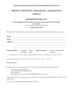 FRENCH COGNITIVE LINGUISTICS ASSOCIATION (AFLiCo)