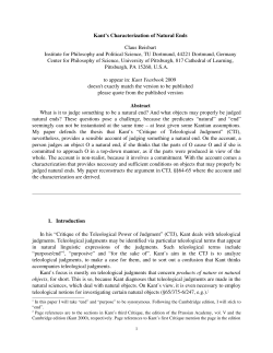 Kant`s Characterization of Natural Ends Claus - Philsci