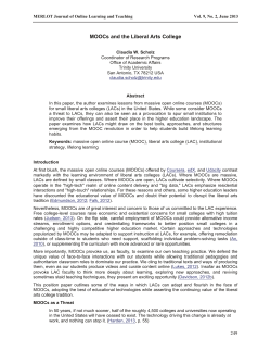 MOOCs and the Liberal Arts College