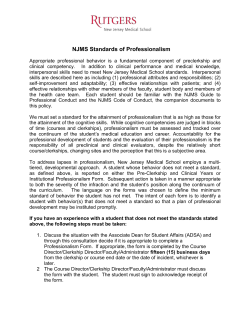Standards of Professionalism - Rutgers New Jersey Medical School