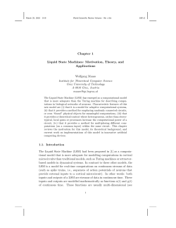 Chapter 1 Liquid State Machines: Motivation, Theory, and Applications