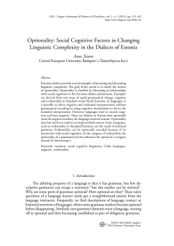 Optionality: Social Cognitive Factors in Changing Linguistic