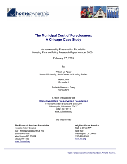 The Municipal Cost of Foreclosures: A Chicago Case Study