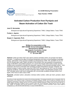 Activated Carbon Production from Pyrolysis and Steam Activation of