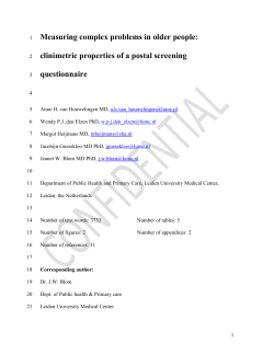 Measuring complex problems in older people: clinimetric