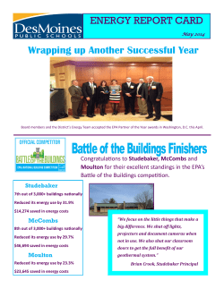 ENERGY REPORT CARD Wrapping up Another Successful Year