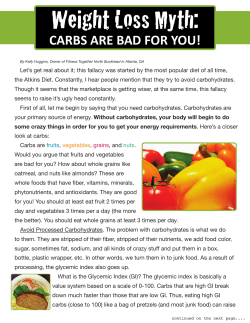 Myth Carbs Are Bad For You