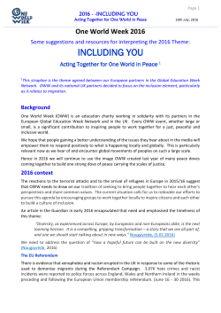 including you - One World Week