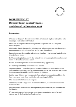 DARREN HENLEY Diversity Event Contact Theatre As delivered 12