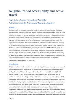 Previous studies of active travel and neighbourhood accessibility