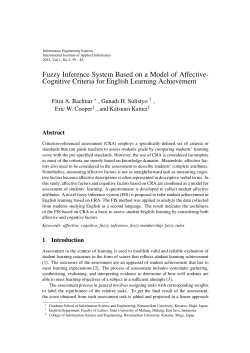 Fuzzy Inference System Based on a Model of Affective