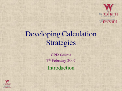 Developing Calculation Strategies