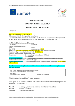 Grant Agreement for SM Traineeship