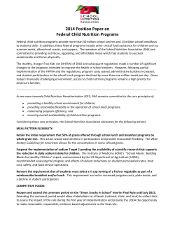 2014 Position Paper - School Nutrition Association