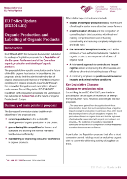 Organic Production and Labelling of Organic Products