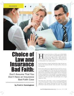 Choice of Law and Insurance Bad Faith: