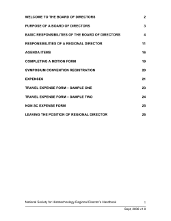 Congratulations on your election to the position of Regional Director