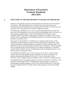 Department of Economics Graduate Handbook