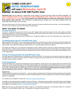 COMIC-CON 2017 HOTEL RESERVATIONS will open Wednesday