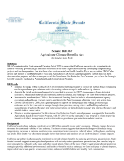 Senate Bill 367 Agriculture Climate Benefits Act By Senator Lois