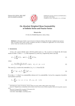On Absolute Weighted Mean Summability of Infinite Series - PMF-a